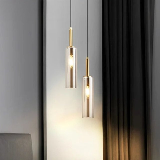 Claeted Nordic LED Pendelleuchte aus Glas in Transparent mit warmweißem Licht für Wohnzimmer, Schlafzimmer und Esszimmer - Bild 1