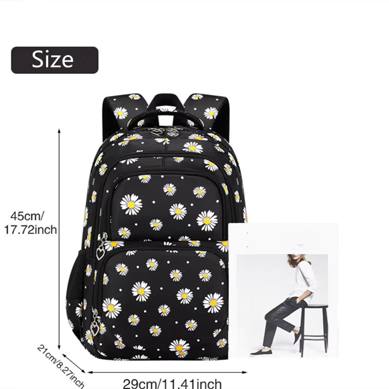 3-teiliges Schultaschen-Set für Mädchen mit Rucksack, Lunchbox und Federmäppchen in Blau und Schwarz - Bild 2