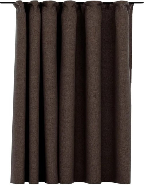 vidaXL Verdunkelungsvorhang in Leinenoptik mit Haken, Farbe: Beige/Braun, Breite: 290 cm, Höhe: 245 cm - Bild 1
