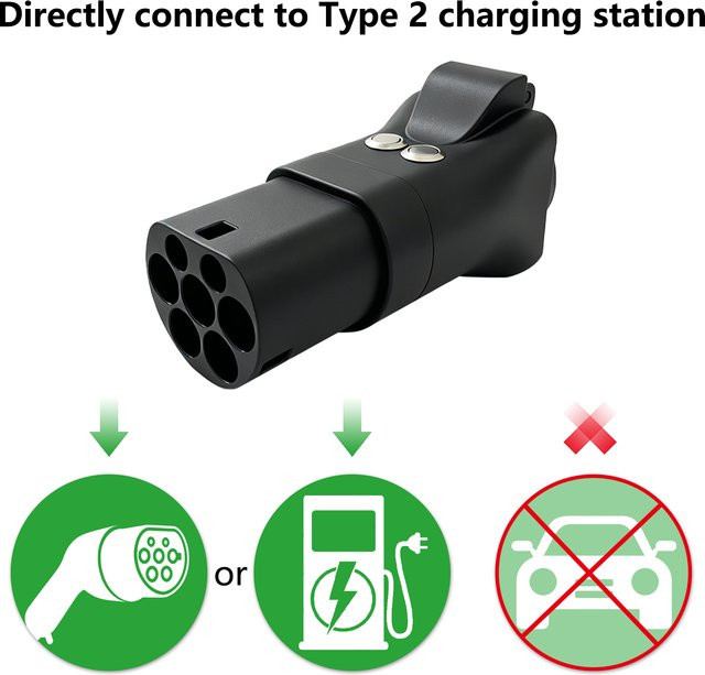 SUSUTOO EV-Adapter Typ 2 Stecker auf Schuko-Buchse 220V Entladekonverter für IEC 62196-2 Ladestationen in Schwarz - Bild 1