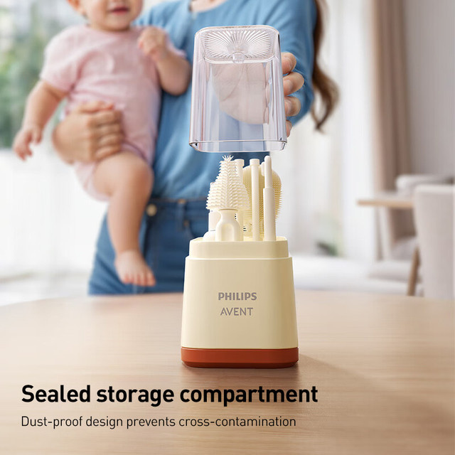 Philips Avent 6-in-1 Flaschen-Reinigungsset aus Silikon in Weiß mit Aufbewahrungsbox und Strohbürste - Bild 1