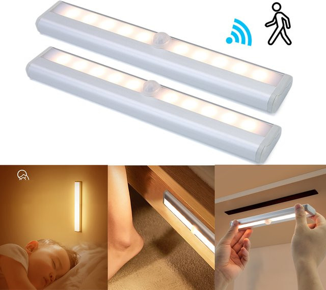PARKSON Drahtlose LED Nachtlampe mit PIR Bewegungssensor in Warmweiß für Schrank, Treppe und Flur - Bild 1