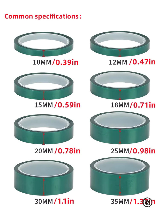 Grünes PET-Abdeckband aus Polyester mit Silikonkleber für Malerei, Pulverbeschichtung und Leiterplatten - Bild 3