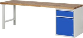 Rau Werkbank 7502A1 in Braun mit 1 Schublade und 1 Tür, B/T/H: 250 x 70 x 89 cm - Bild 1