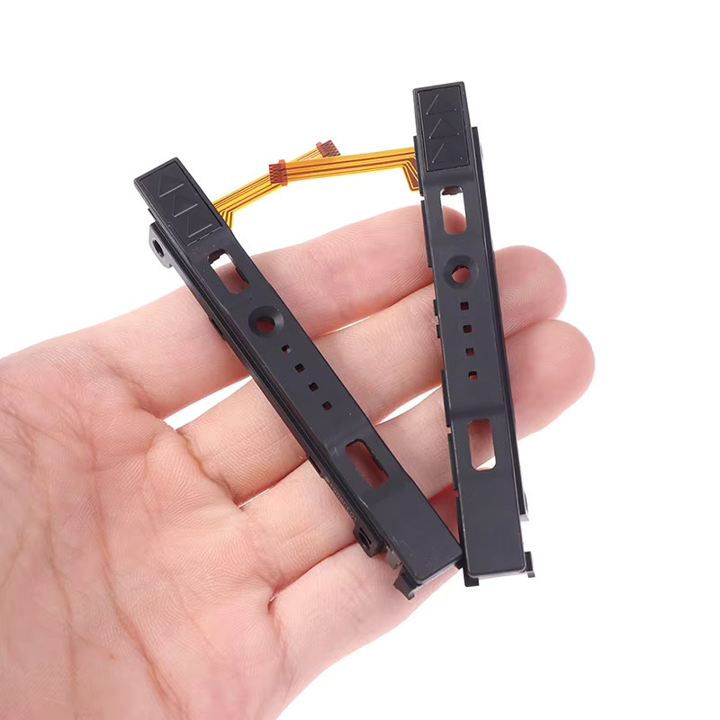 Ersatzteil Set für Nintendo Switch Joycon: Gleitschienen links und rechts mit Flexkabel in Schwarz - Bild 2