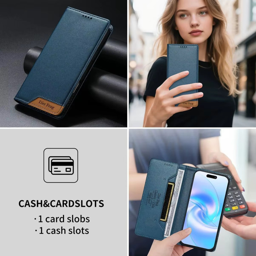 Brieftaschen-Handyhülle aus PU-Leder mit Kartenhalter und Magnetverschluss für Google Pixel 10 Pro, 9 Pro XL, 8, 7, 6A in Blau und Lila - Bild 1