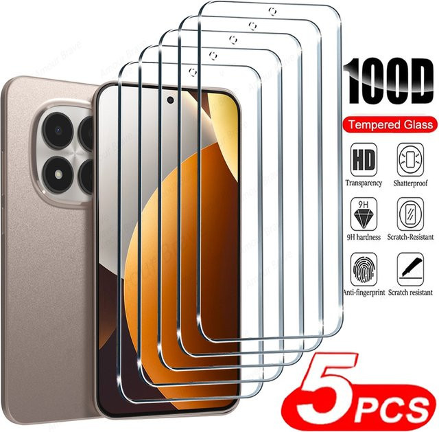 5 Stück HD-Displayschutzfolie aus gehärtetem Glas für Xiaomi Redmi Note 15 14 13 Pro 5G 4G, transparent - Bild 1