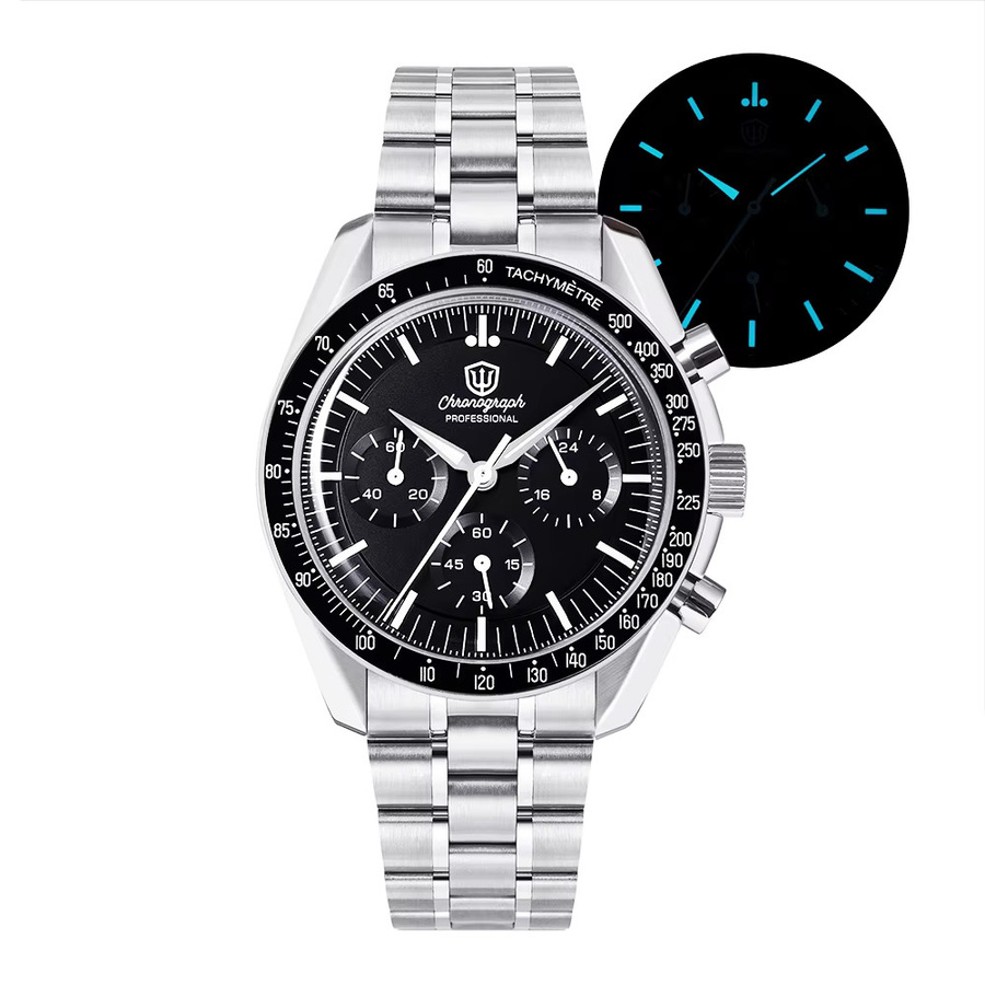 Watchdives Chronograph, Quarz, Edelstahl, Saphirglas, 39 mm, Herren - Bild 5