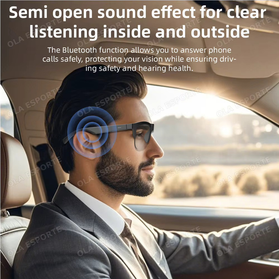Ola Esporte Smart-Sonnenbrille mit Bluetooth, KI-Sprachnavigation und photochromen Linsen, wasserdicht, Schwarz oder Weiß - Bild 2