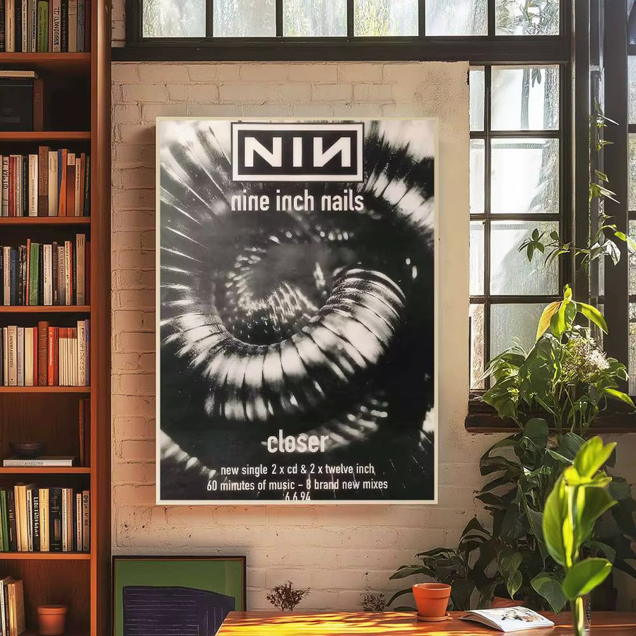 Nine I-Inch N-Nails Classic Vintage DIY Klebeposter, abstrakte Grafik als dekorative Wandkunst in Weiß, Papierposter, rechteckig - Bild 4