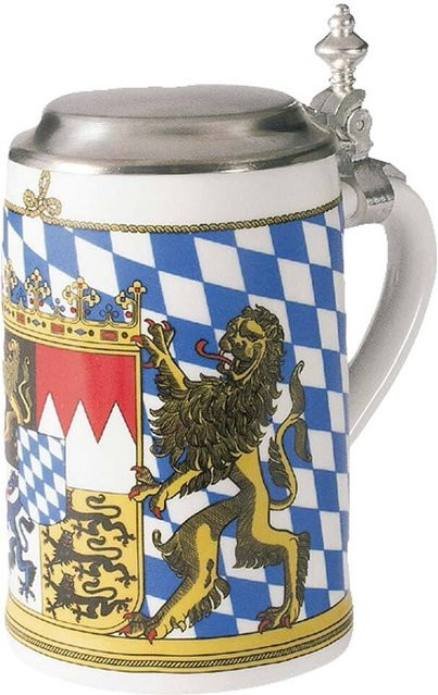 Seltmann Weiden Bierkrug aus Keramik mit Deckel, Mehrfarbig, 0,75 l - Bild 1