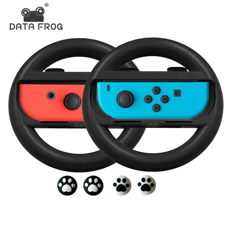 Data Frog Lenkrad-Adapter für Nintendo Switch Joycon mit Daumengriffen, 2er-Pack oder 4er-Pack, Farbe: Schwarz - Bild 5