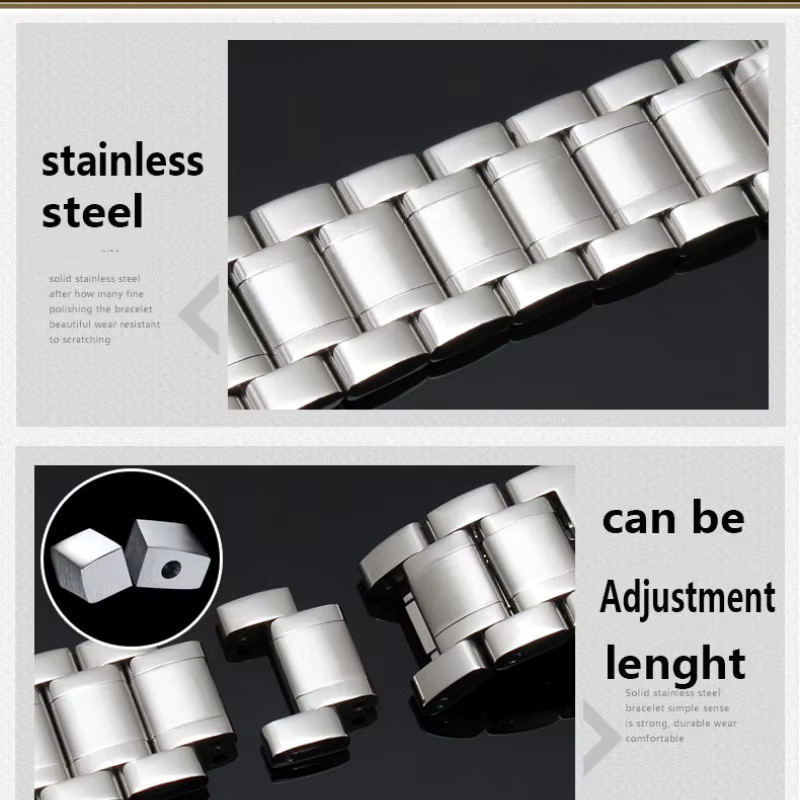 JBAILI Uhrenarmband Edelstahl, Silber, Unisex - Bild 1
