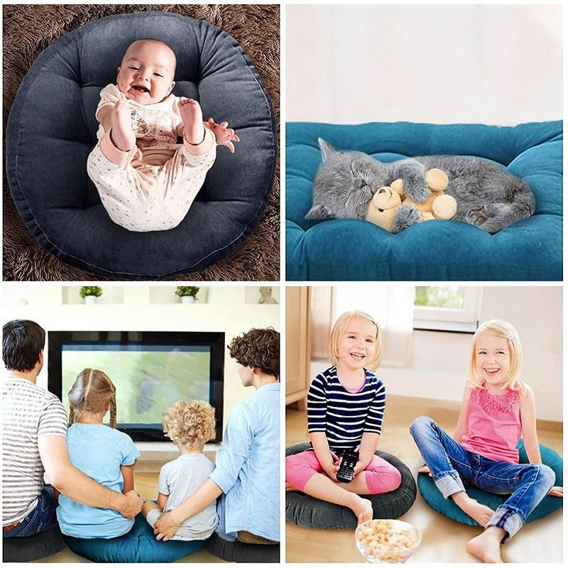 Yiran Bag Rundes Tatami Bodensitzkissen aus Chenille-Stoff, verdicktes Sitzkissenpolster für Ottoman und Pouf, Durchmesser: 42 cm - Bild 2
