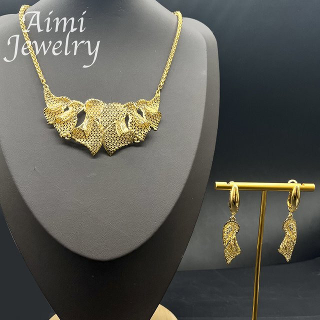 HIPUNK Schmuck-Set Halskette und Ohrringe, 24 Karat vergoldet, Damen - Bild 1