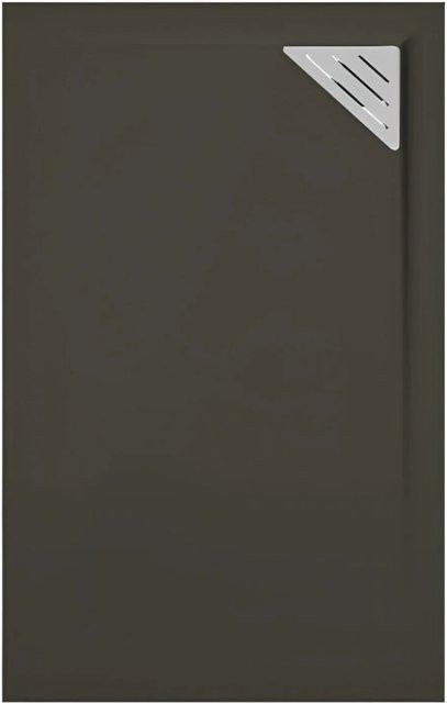 Mirlo Trinity Duschwanne aus Mineralguss, extra flach, Schwarz, rechteckig, Ablauf rechtsbündig mit Chrom-Ablaufschutz, B: 80 cm, L: 210 cm - Bild 1