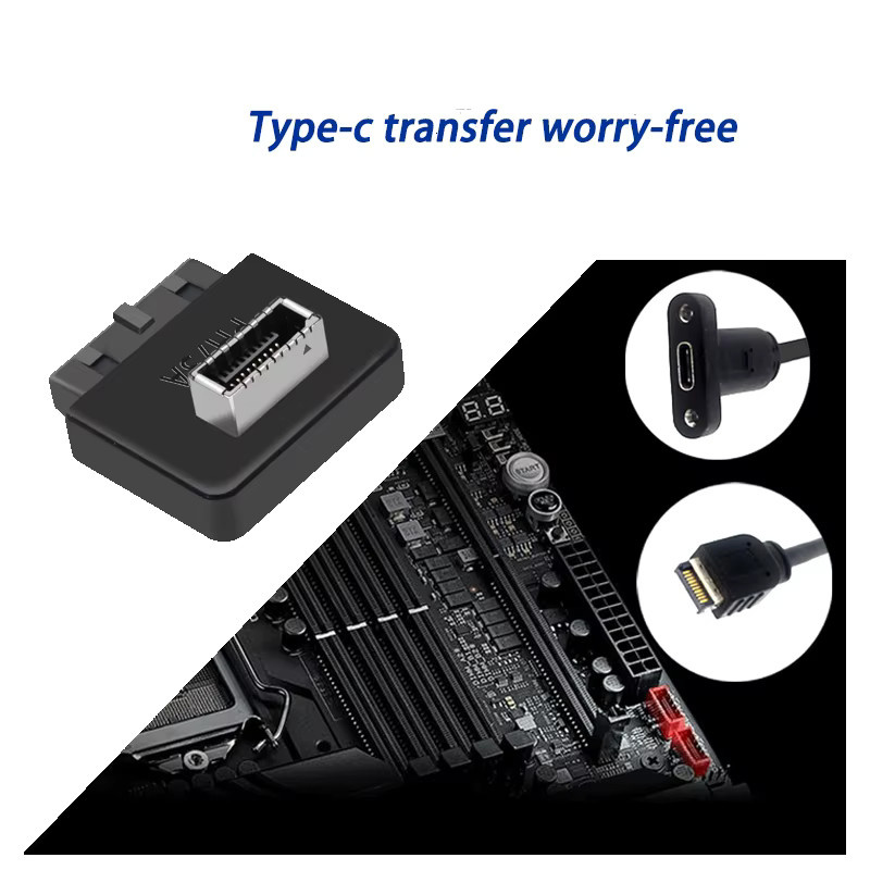 T.F.SKYWINDINTL USB 3.0 Interner Header auf USB Typ C Front Typ E Adapter, 20/19-Pin auf Typ C Konverter für Desktop Motherboard, Schwarz - Bild 3