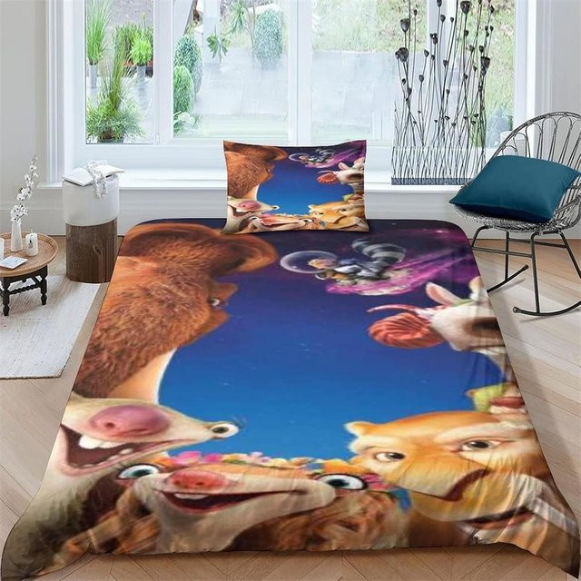 Lodestar Eiszeit Bettwäscheset mit 3-teiligem Design aus Mikrofaser in Blau, B/H: 150 x 200 cm - Bild 1
