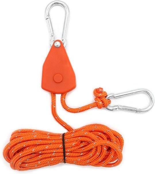 Binchi Outdoor Equipment Seilzugversteller für den Außenbereich, reflektierendes Metall-Hebeseil in Orange, 4 mm Durchmesser - Bild 1