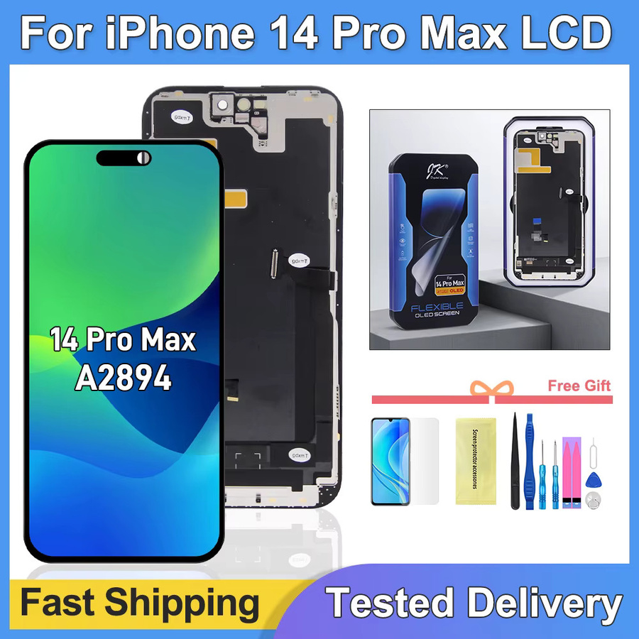 JK Soft OLED Display 6,7 Zoll für iPhone 14 Pro Max, LCD-Bildschirm mit Touch-Digitizer-Baugruppe in Schwarz - Bild 2