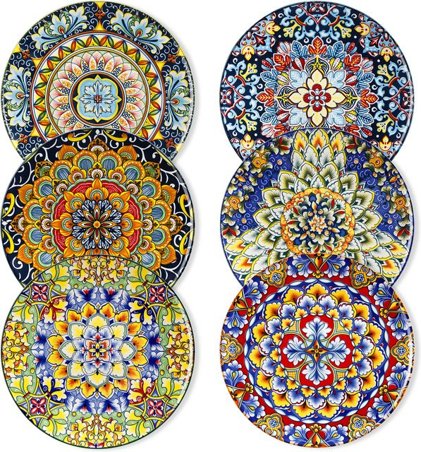 vancasso Speiseteller-Set aus Porzellan mit floralem Design, Mehrfarbig, 6-teilig oder 12-teilig für 6 Personen - Bild 1