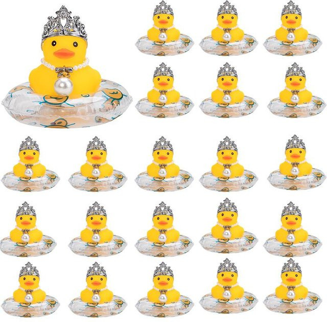Binchi Königin Gummi-Ente als Auto-Armaturenbrett Dekoration mit Mini-Krone und Halskette, Gelb - Bild 1