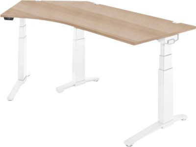 Schäfer Shop Genius ERGOSTYLE S Eckschreibtisch elektrisch höhenverstellbar Eiche/weiß B 216,5 cm x T 80 cm x H 64,5-130,5 cm - Bild 1