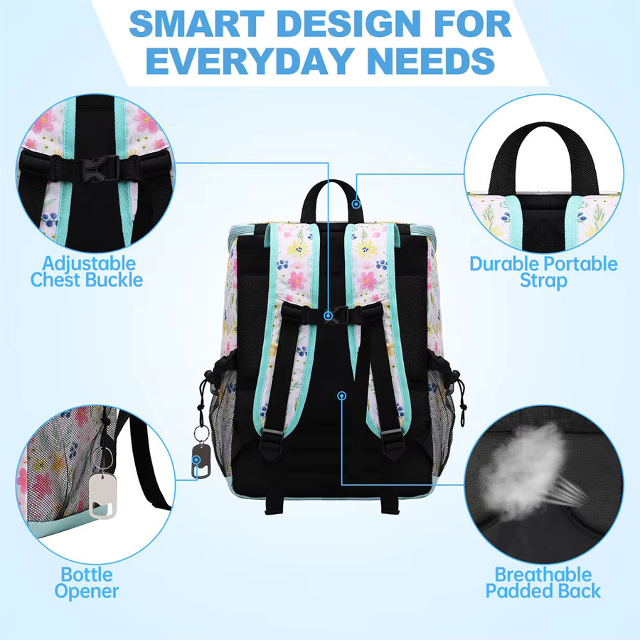 DANCURKEY Isolierter Kühlrucksack mit Leoparden-Design, wasserdichte Kühltasche in Multicolour für Strand, Wandern und Einkaufen - Bild 2