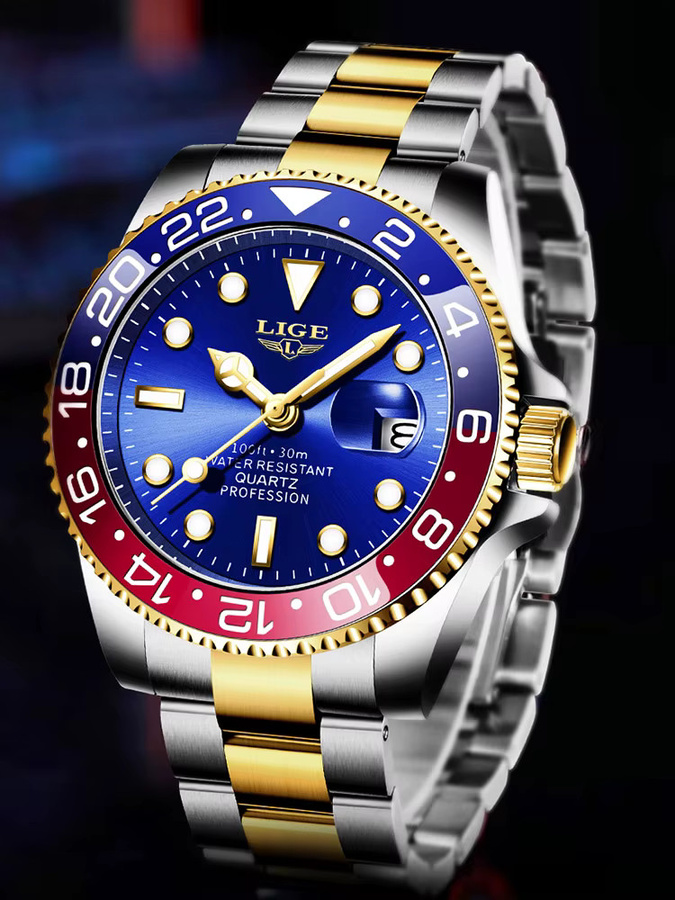 LIGE Armbanduhr Edelstahl, Quarz, Herren, Blau - Bild 7