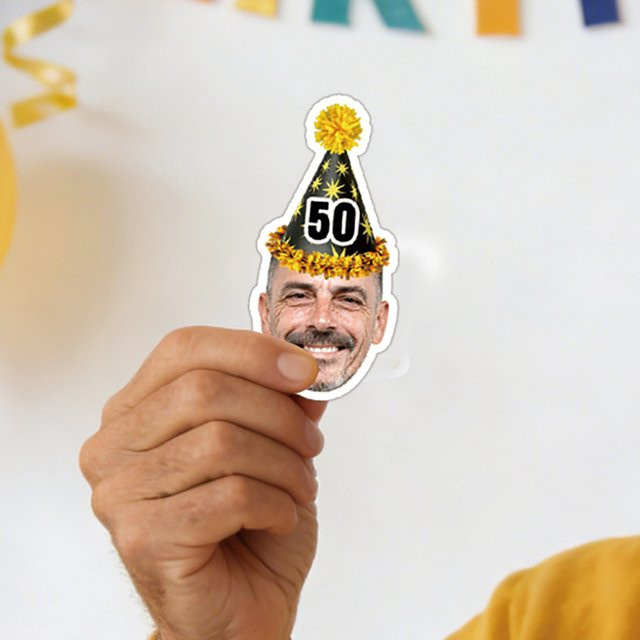 20 Stück personalisierte Cyuan Geburtstag Aufkleber mit individuellem Gesichtsfoto und Altersnummer, bunte Partydekoration aus Papier - Bild 1