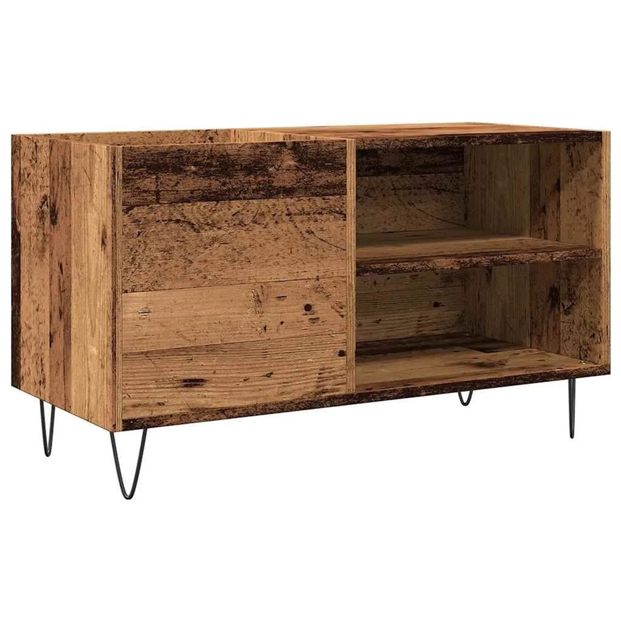 vidaXL Plattenschrank in Altholz-Optik und Braun aus Holzwerkstoff und Eisen, B/T/H: 84,5 x 38 x 48 cm - Bild 2