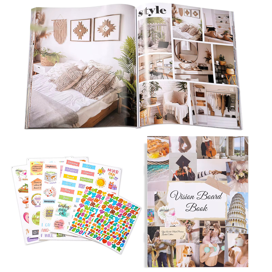 Vision Board Buch-Set mit über 1100 Bildern und Zitaten als Collage-Magazin für deine Vision Boards und Scrapbooks, Multicolor - Bild 2