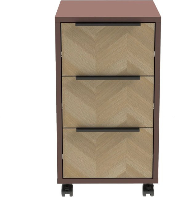 Schildmeyer Rollcontainer Piazza in Mauve mit Fischgräten Dekor, Braun, B/H/T: 32,6 x 59,7 x 39,1 cm - Bild 4