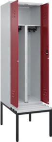 C+P PSA Doppel-Spind Classic PLUS Sitzbank mit 2 Abteilen, Kunststoff-Sitzfläche, B/T/H: 212 x 60 x 81,5 cm - Bild 1