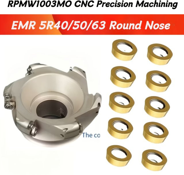 Hase Einstellbare Fräsrahmenkombination EMR 5R40/50/63 mit 10 Stück Rundhase-Frässcheiben und RPMW1003MO R5 Hartlegierungseinsätzen in Silber - Bild 1