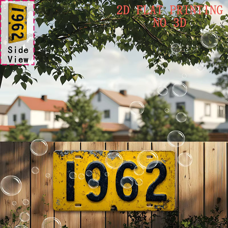 Suita Retro 1962 Aluminiumschild Vintage-Metallschild in Gelb B: 29,97 cm, H: 14,99 cm - Bild 3