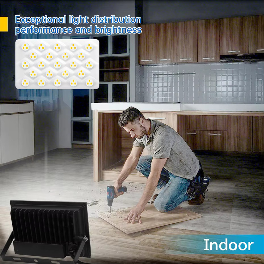 Asign LED-Flutlichtstrahler IP66 wasserdicht für Außenbereiche, 100W, 6500K Kaltweiß, Schwarz - Bild 4