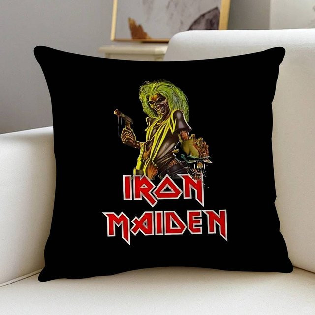 GUOYU HOMEDECOR Kissenbezug Band I-Iron M-Maiden Logo in Schwarz, quadratisch, Breite: 50,8 cm, Höhe: 50,8 cm - Bild 1