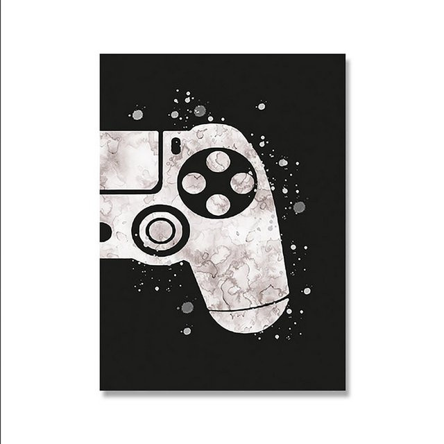 TPFLiving Poster Leinwand Aquarell Gamepad Computerspiele Modell B Schwarz B: 30 cm x H: 42 cm - Bild 1