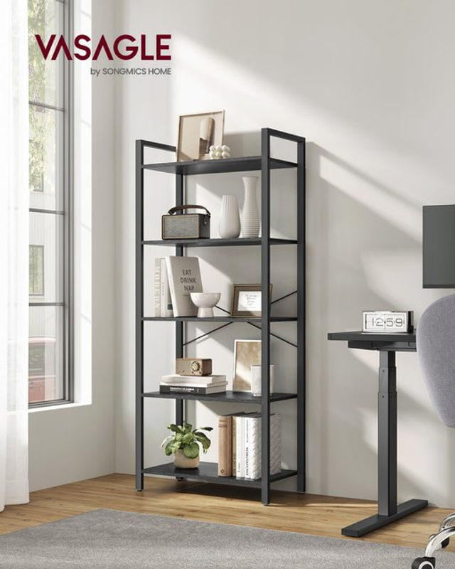 VASAGLE Industrial Regal in Braun und Schwarz mit 5 Ebenen aus Metall - Bild 1