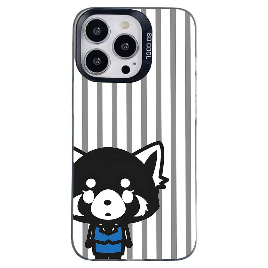 Mesuca Aggretsuko Handyhülle für iPhone 11 bis 17 Pro Max Plus, stoßfeste Rückseite, Farbe Silber/Multicolor - Bild 6