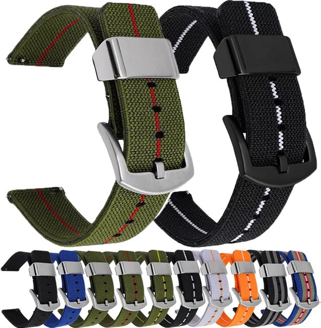 olevo Uhrenarmband Nylon Canvas, Schwarz, Unisex - Bild 1