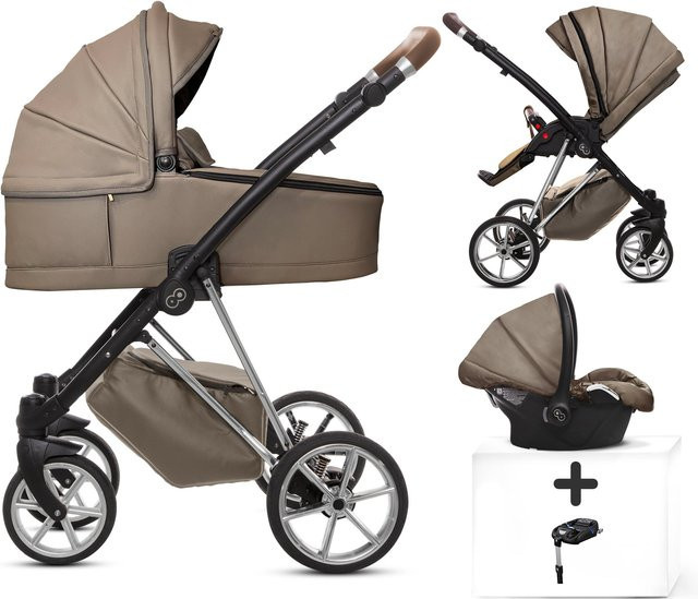 TPFLiving 4in1 Kinderwagen Royal aus Kunstleder in Gray Pearl mit silbernem Gestell - Bild 1