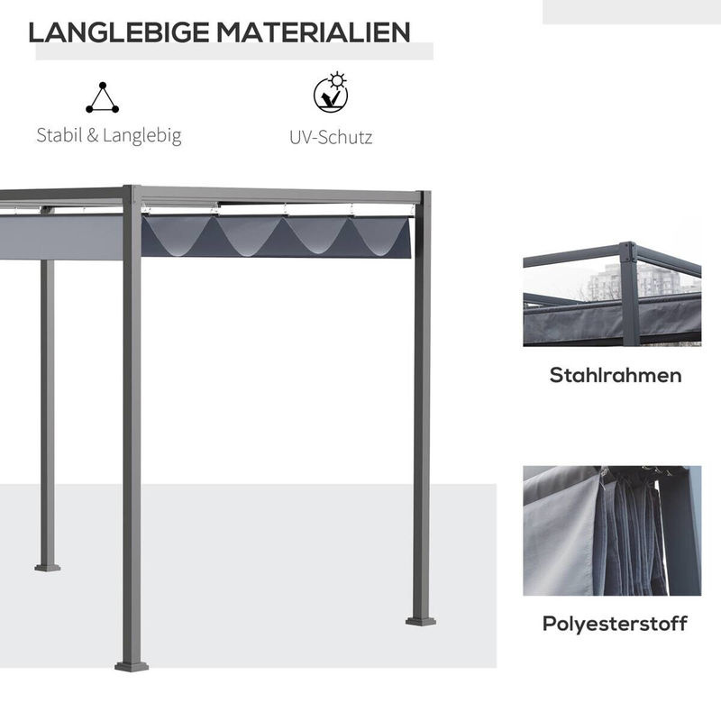 Outsunny Pergola modern aus Stahl in Dunkelgrau, B/H/L: 300 x 222 x 400 cm - Bild 5