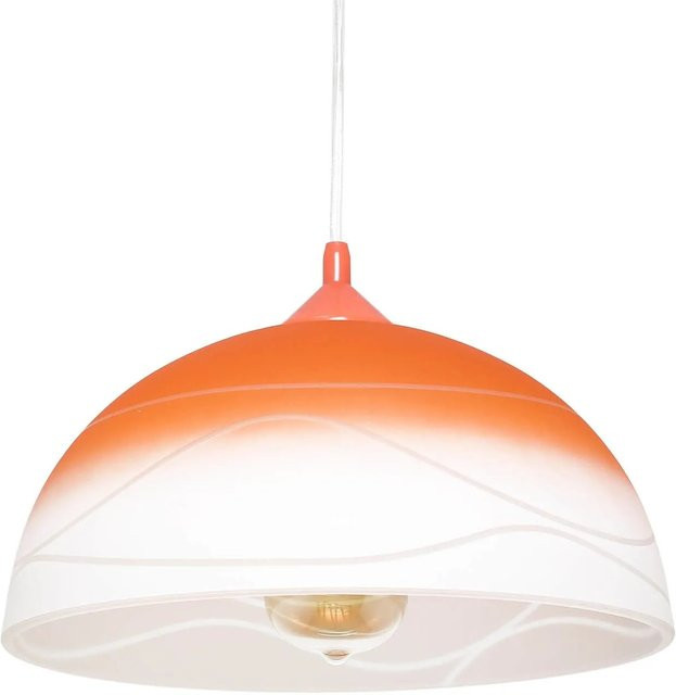 Licht-Erlebnisse Hängeleuchte Retro Design aus Glas und Metall in Orange und Weiß, E27, Rund, Breite: 30 cm - Bild 1