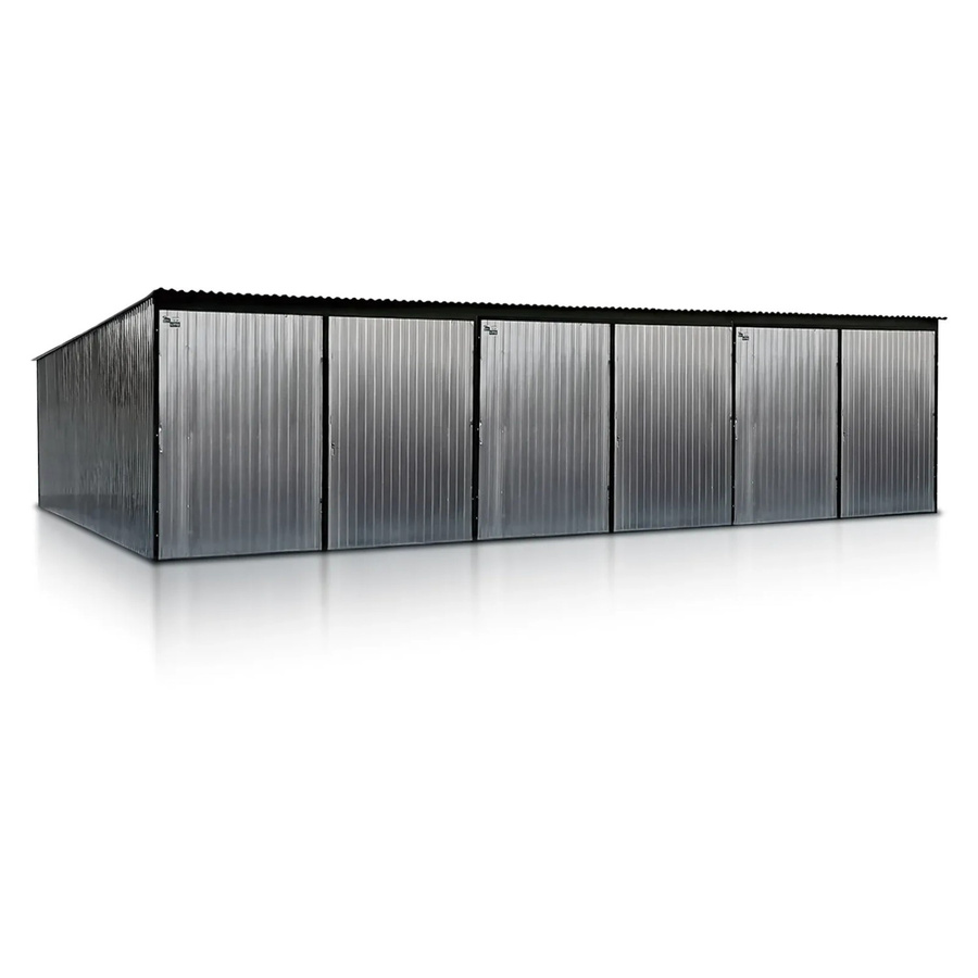Liderstal Dreifachgarage Standard aus verzinktem Trapezprofilblech mit Pultdach und Doppelflügeltor, Farbe: Silber/Grau, B/T/H: 900 x 500 x 213 cm - Bild 2