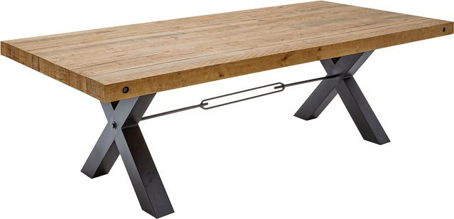 Esstisch THOR von riess-ambiente aus recyceltem Pinienholz in Vintage Braun mit X-Gestell im Industrial Design, Breite: 240 cm - Bild 1