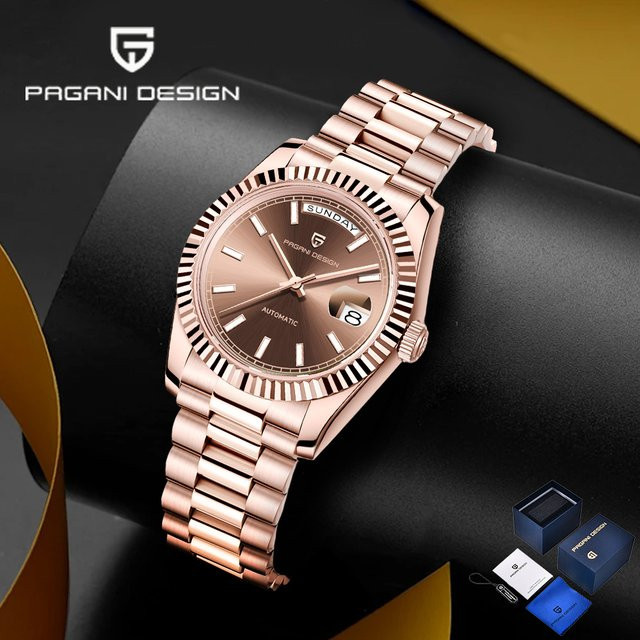 Pagani Design Armbanduhr, Automatik, Edelstahl, Roségold, Kaffeefarbe, Herren - Bild 1