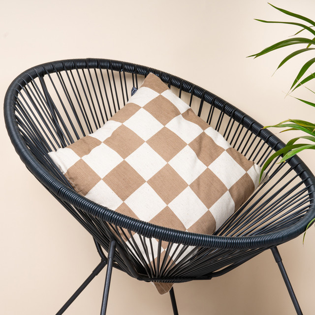Baumwollkissen BLUME2000 Schachmuster Hellbraun/Beige B/B: 45 x 45 cm - Bild 1