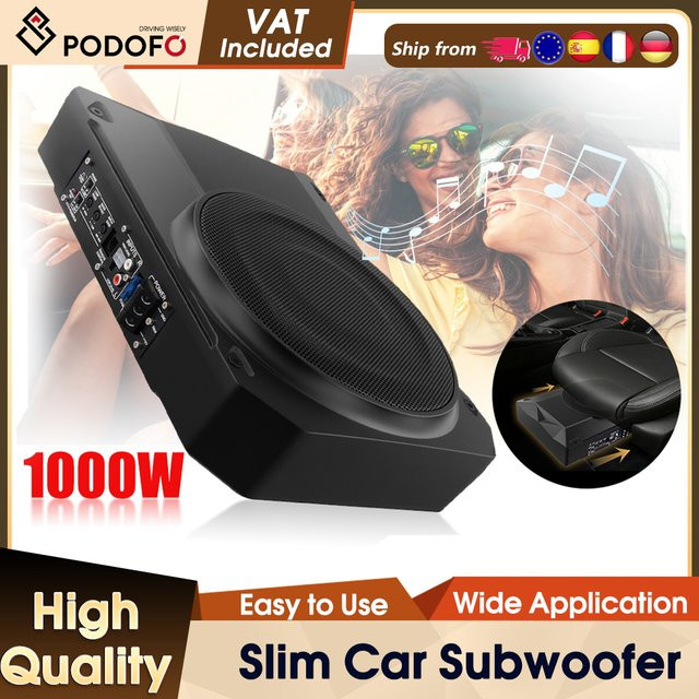 Podofo 10 Zoll Auto-Subwoofer 1000W Slim Woofer in Schwarz - Bild 1